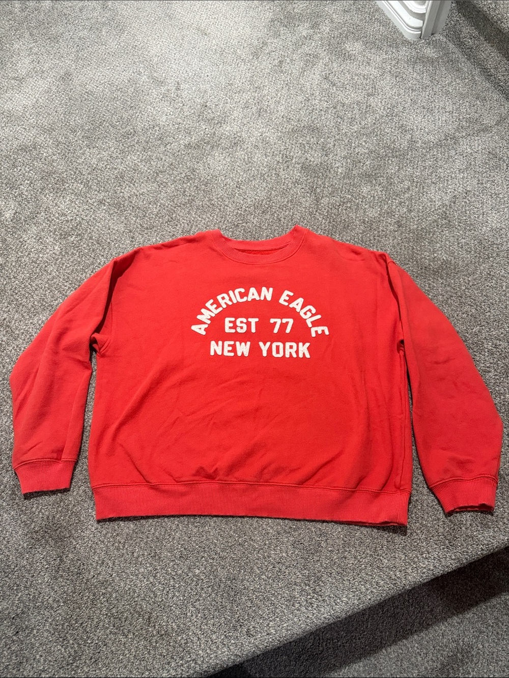 American Eagle Outfitters Red/Orange Graphic Crewneck Sweatshirt